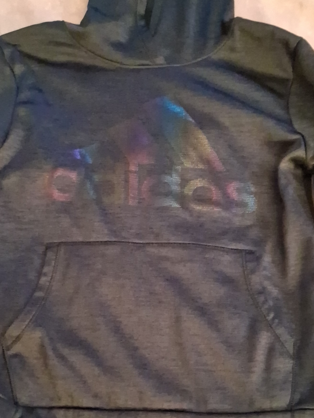adidas Black Hoodie with Iridescent Logo